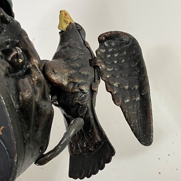 1883 Eagle and Eaglets Cast Iron Mechanical Bank circa 1950's Book of Knowledge - Picture 4 of 9